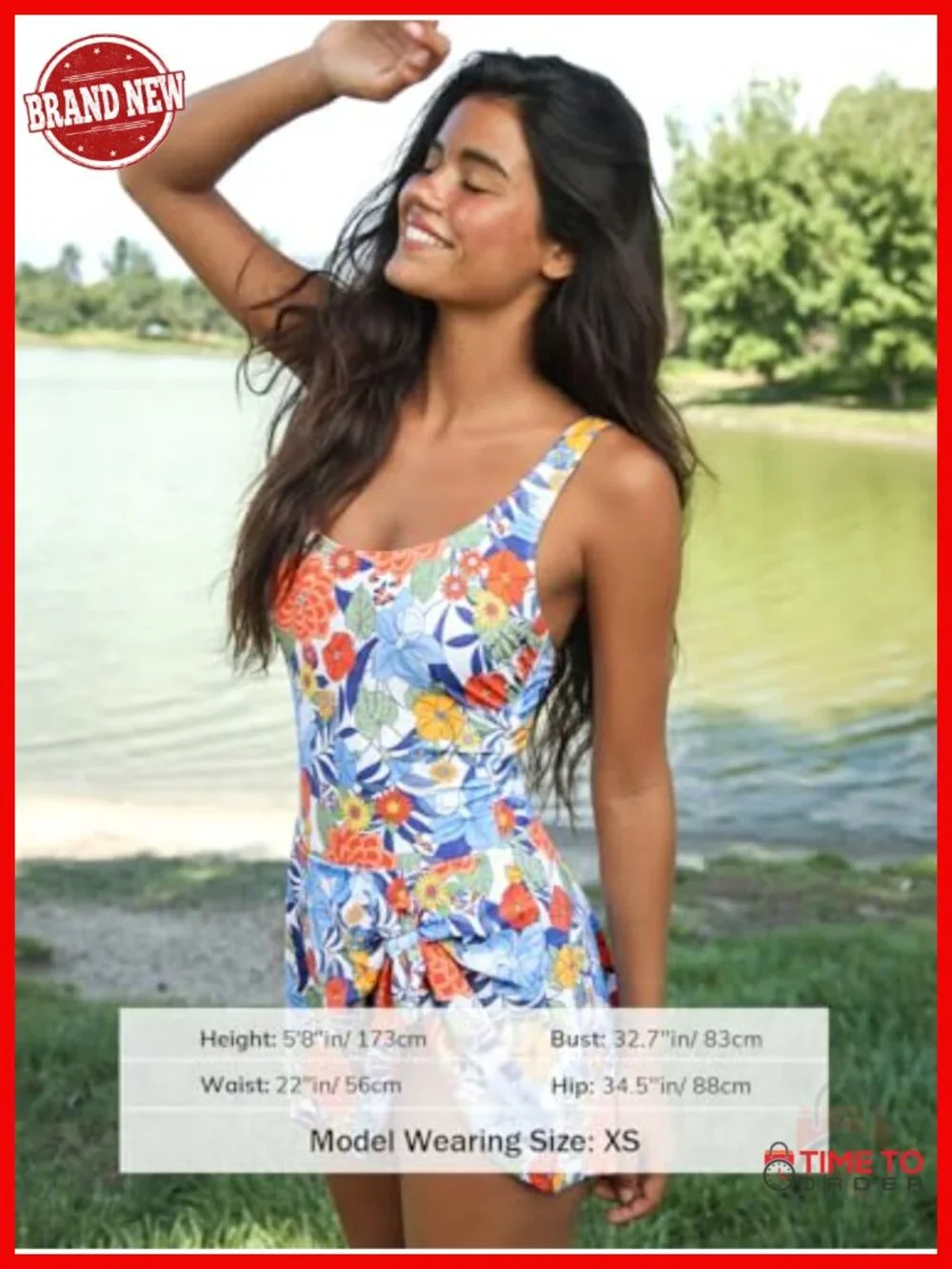 Women's One Piece Swimsuit Scoop Neck Swimdress Wide Straps Tie Knot
